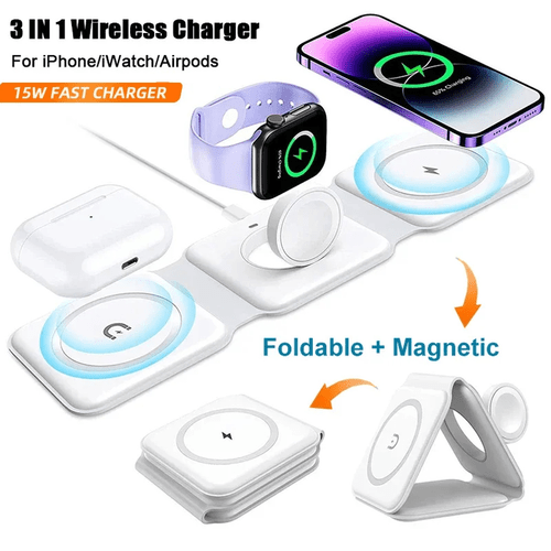 3 in 1 Foldable Magnetic Wireless Fast Charging Pad