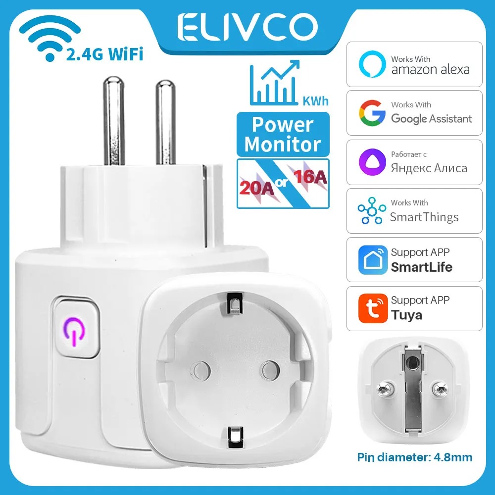 Wifi Smart Plug With Power Monitoring Smart Life APP Remote Control Support Google Assistant and Alexa